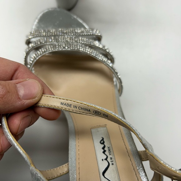 Nina Silver Strappy Block Heels - Picture 7 of 8